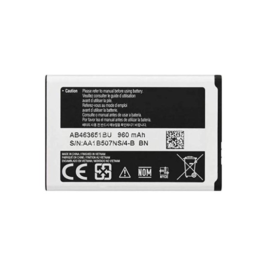 Battery Samsung F400/L700/ZV60/S5600/S5620/S3650m/B5310 AB463651BU 960mAh Battery Samsung F400/L700/ZV60/S5600/S5620/S3650m/B5310 AB463651BU 960mAh